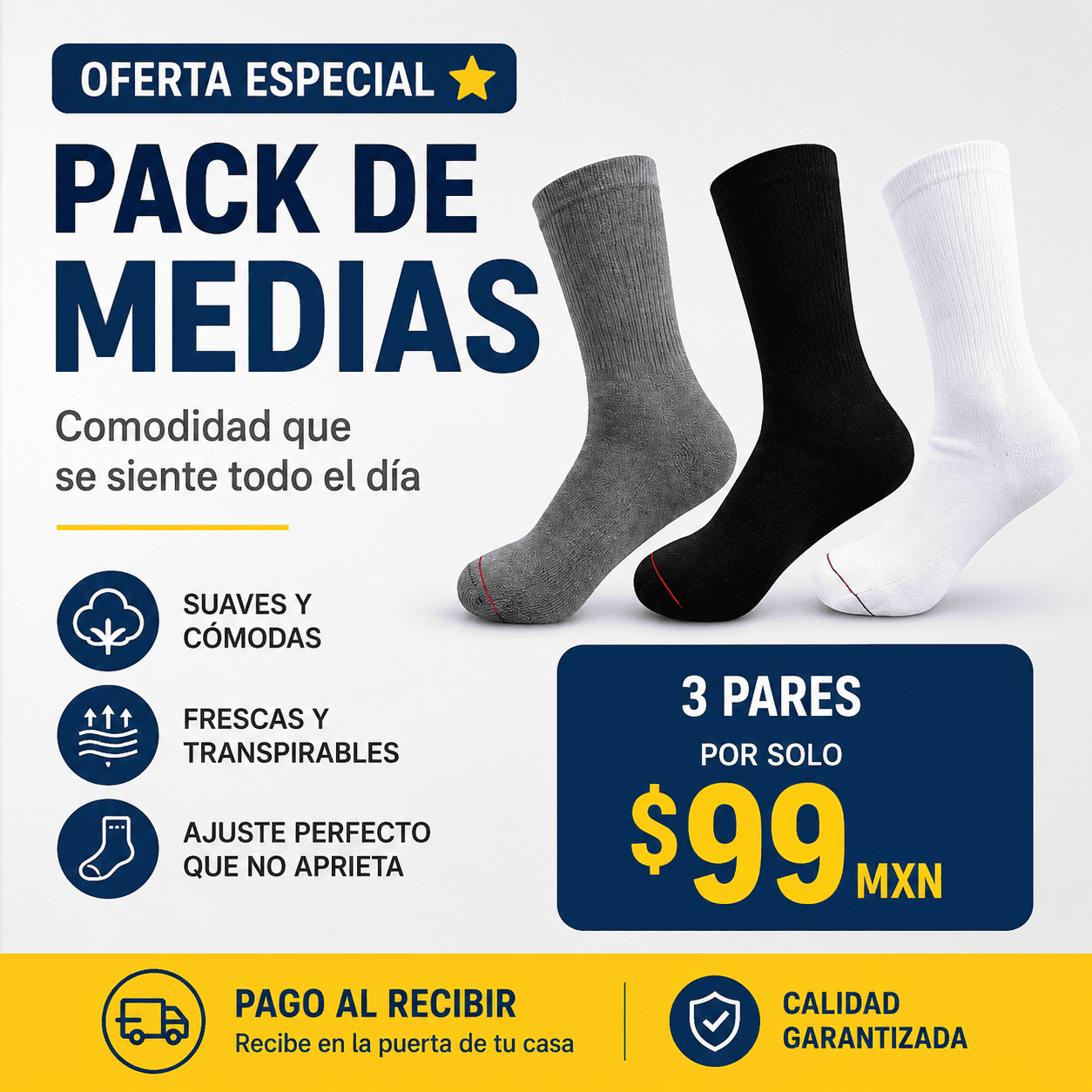 Adiciona a tu pedido Pack x3 medias por solo